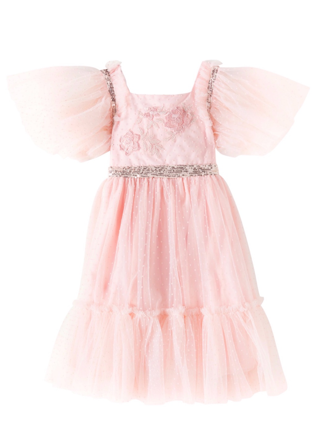 Patachou Girls Sequined Polka-Dot Tulle Dress Size 6